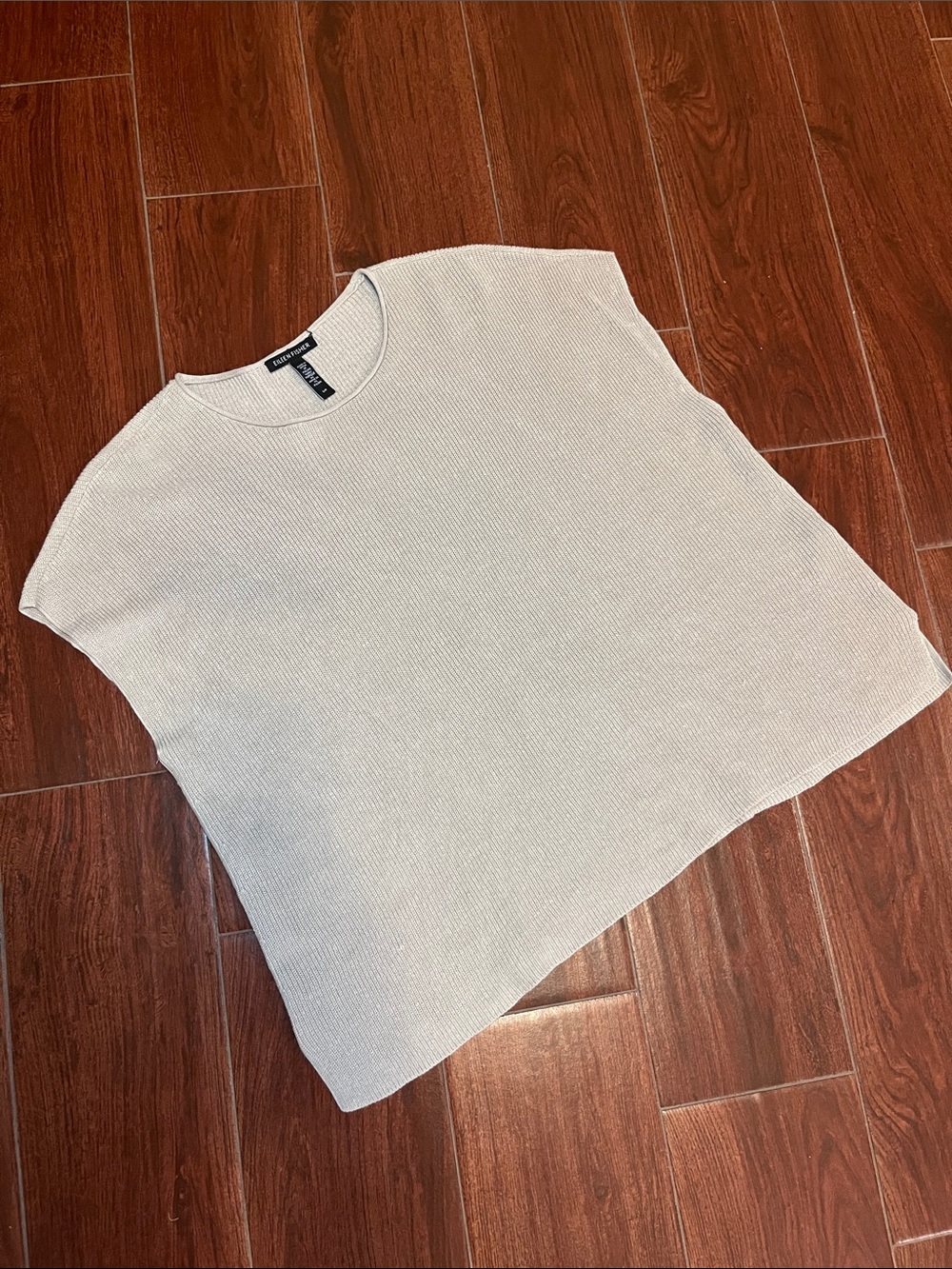 Eileen Fisher Cream Ribbed Knit Boxy Shell - Picture 2 of 11